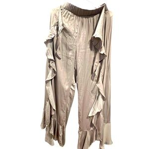 Mustard Seed Gray Wide Leg Ruffle Jumpsuit